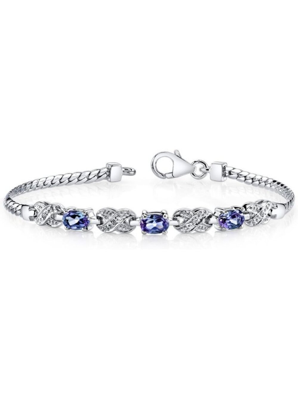 Stunning Simulated Alexandrite Infinity Bracelet for Women - 925 Sterling Silver